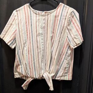 Madewell Striped Tie-Front Women's Top
